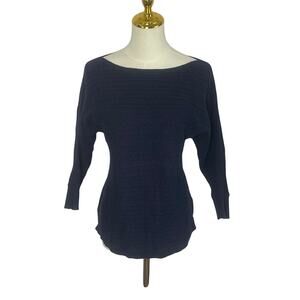 Market & Spruce Womens Navy Blue Classic Riviera Cable Knit Dolman Sweater Sz S